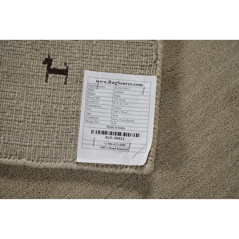 Gabbeh Indian Runner Rug Hand-Knotted Hallway Wool Carpet - 2'9" x 8'3"