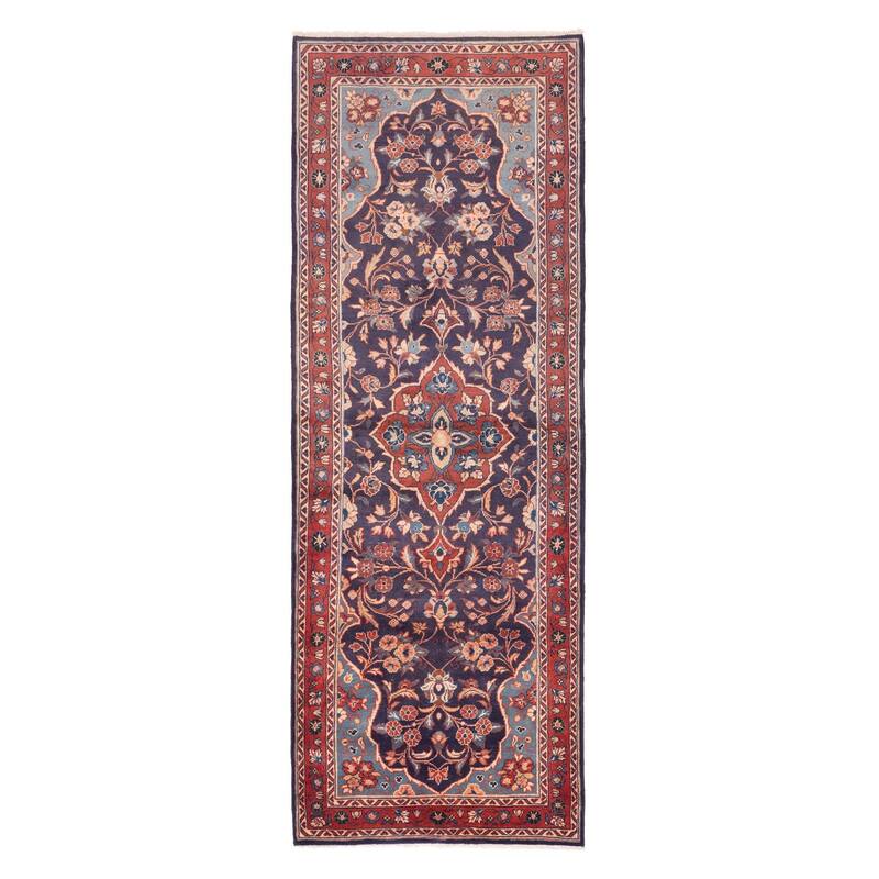 ECARPETGALLERY Hand-knotted Anadol Dark Navy Wool Rug - 3'7 x 10'1