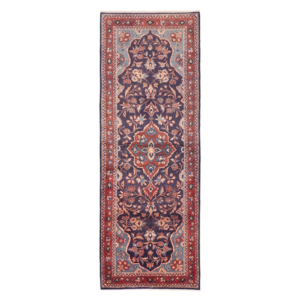 ECARPETGALLERY Hand-knotted Anadol Dark Navy Wool Rug - 3'7 x 10'1