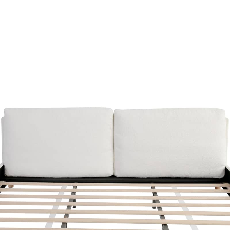 Christopher Knight Home - Charlotte Upholstered Platform Bed with Removable Pillow Headboard