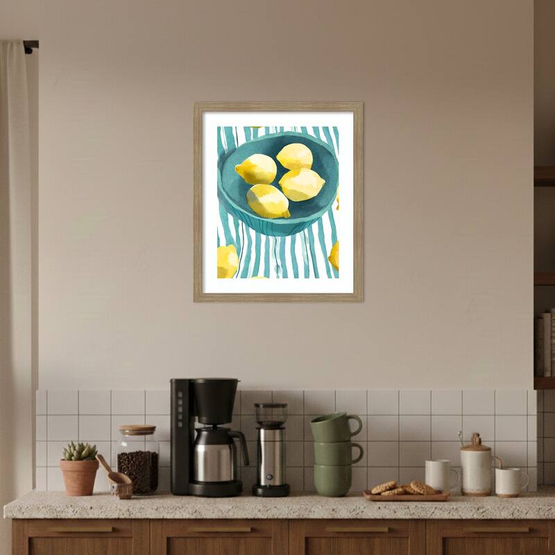 Zitronen in Schale by Ohkimiko Wood Framed Wall Art Print