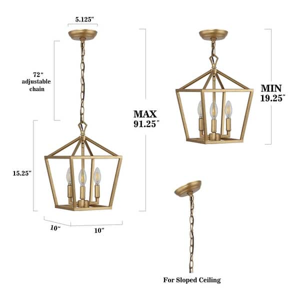 dimension image slide 5 of 17, Marion Lantern Metal LED Pendant, by JONATHAN Y