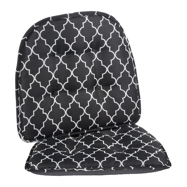 slide 2 of 10, Klear Vu Trellis Tufted Non-Slip Geometric Dining Chair Cushion Set Black - Set of 2