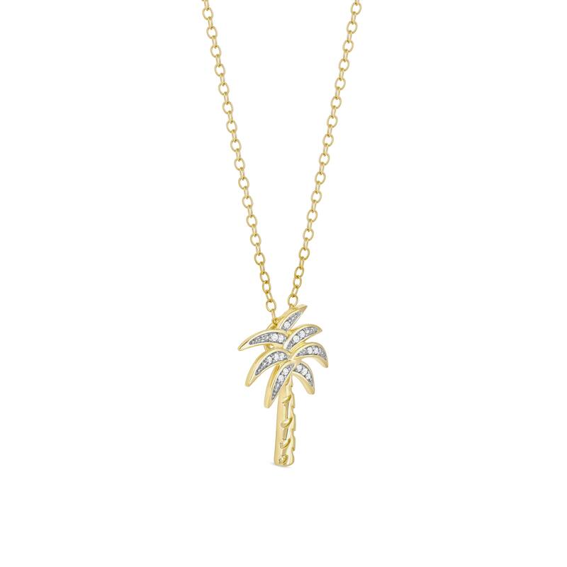 1/20ct Diamond Accented Palm Tree Pendant Necklace in Silver for Women