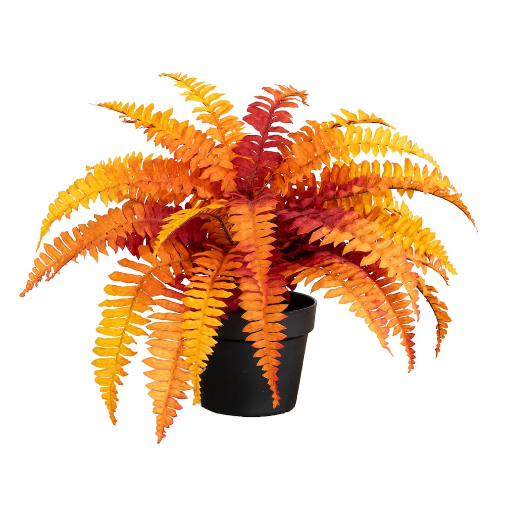 17-in Autumn Artificial Fall Boston Fern Plant