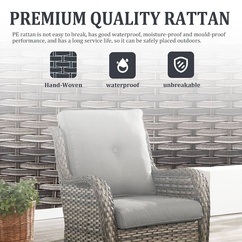 Gymojoy 2-Piece Outdoor Wicker Patio Furniture with Loveseat, Rattan Coversation Set with Water Resistant Thick Cushions