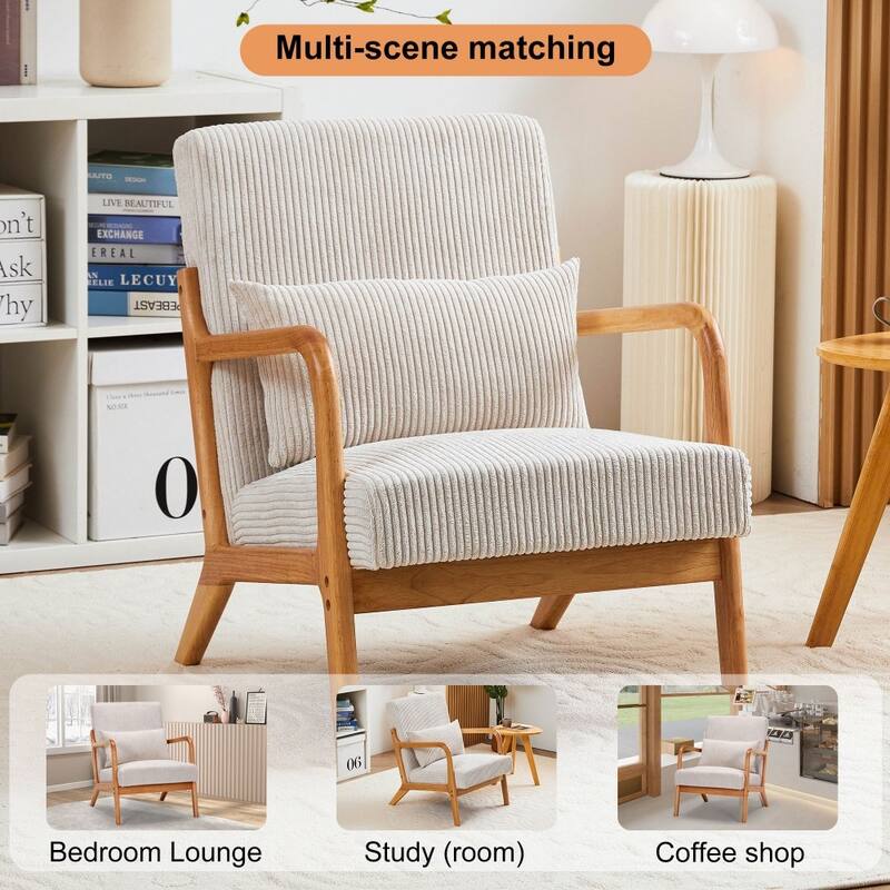 Mid-century Modern Accent Chair with Upholstered Pillow