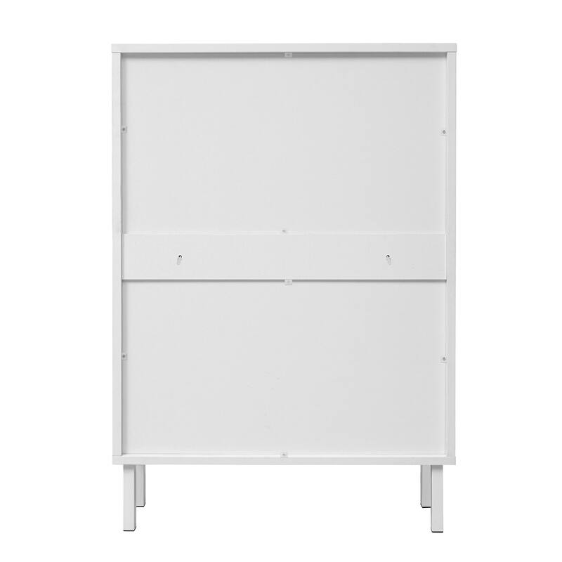 Rattan Shoe Cabinet with 2 Flip Drawer, Freestanding Entryway Organizer, Shoe Rack with Metal Legs for Living Room, Hallway