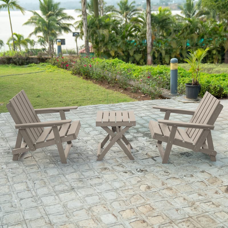 Amalfi Fully Assembled All-Weather Outdoor Folding Modern Adirondack Chair and Table Set - 3-piece