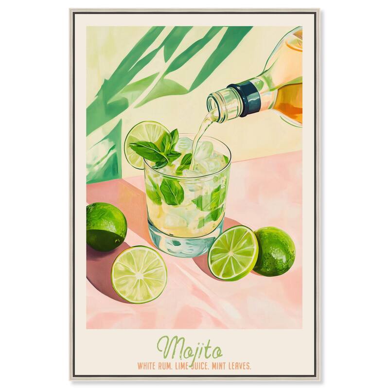 Mojito Recipe Poster Canvas by Art Remedy - Silver - 30" x 45"