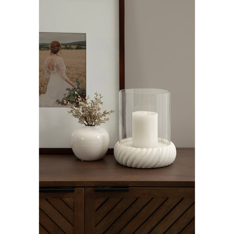 Kate and Laurel Trenza Marble Candle Holder - 8x8x9