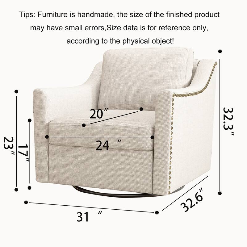 360 Degree Swivel Linen Armchair