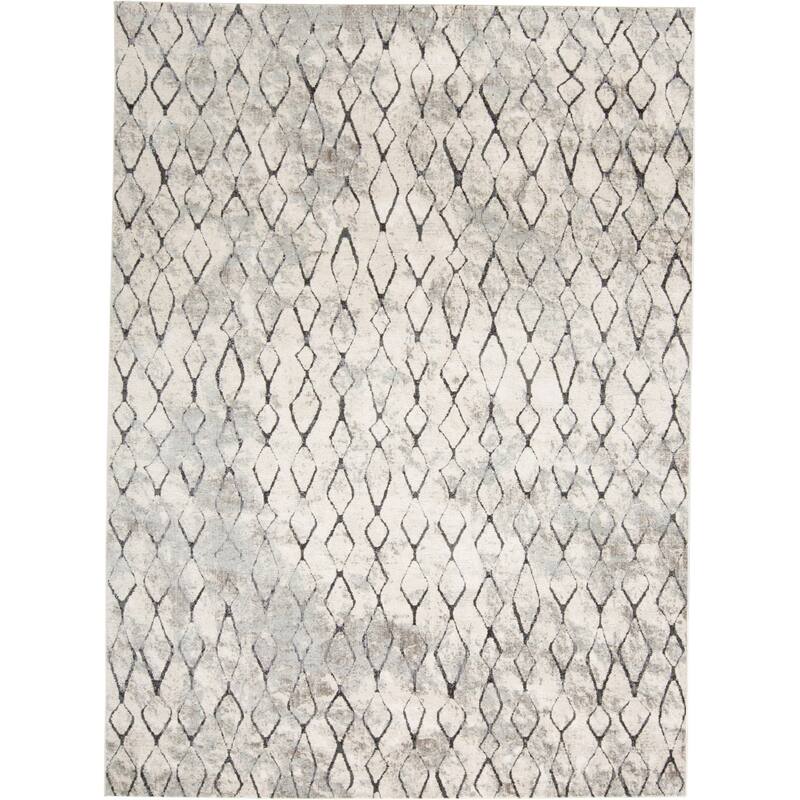 Grand Bazaar Kiba Machine Made Diamond Transitional Area Rug - 4'3" x 6'3" - Ivory/Gray/Taupe