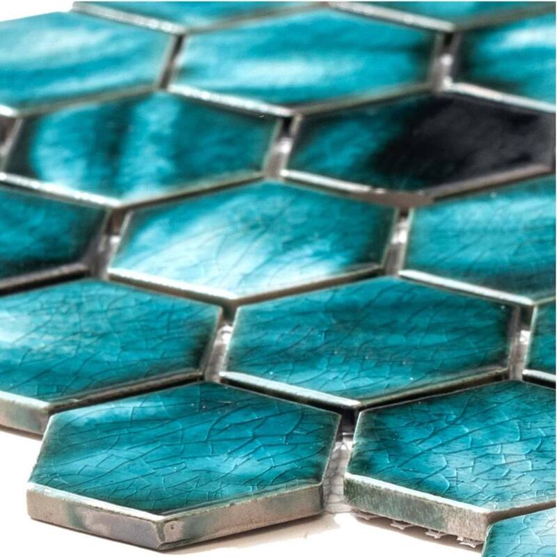 Agate 2x2 Glossy Porcelain Hexagon Mosaic Tile - Wall & Backsplash
