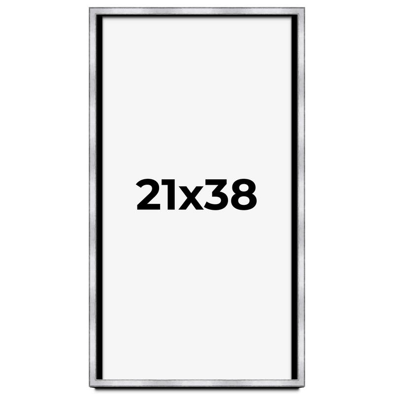 21x38 Shadow Box Frame Silver | 1.375 Inches Deep Real Wood