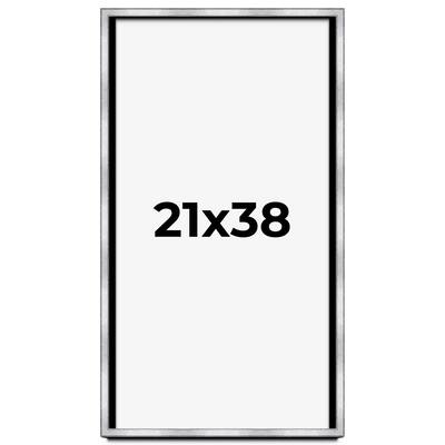 21x38 Shadow Box Frame Silver | 1.375 Inches Deep Real Wood