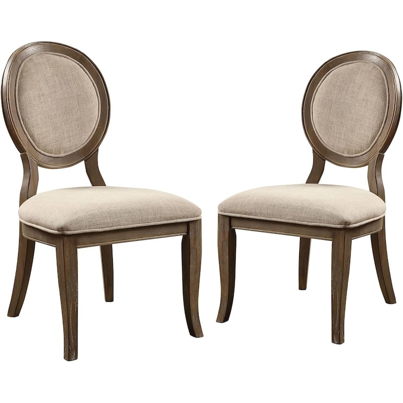 Transitional Rustic Oak Finish Side Chairs Set