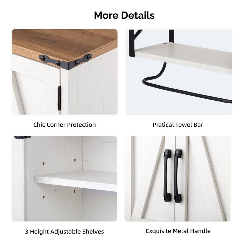 Barn Door Bathroom Cabinet Wall Mounted With Towel Bar