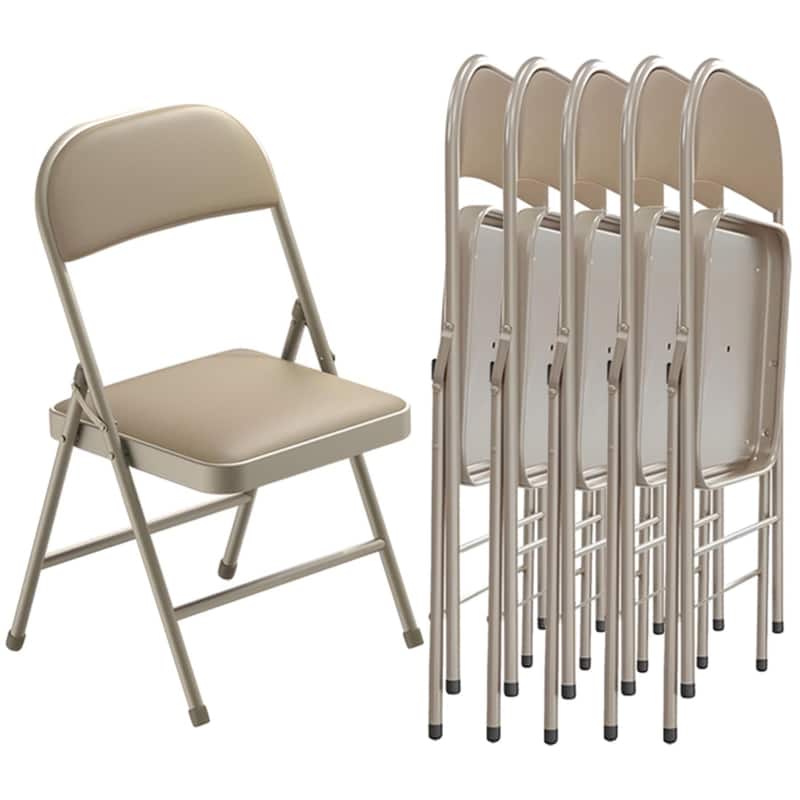 SUGIFT Outdoor/Indoor Vinyl Padded Folding Dining Chair (Set of 6) - Khaki
