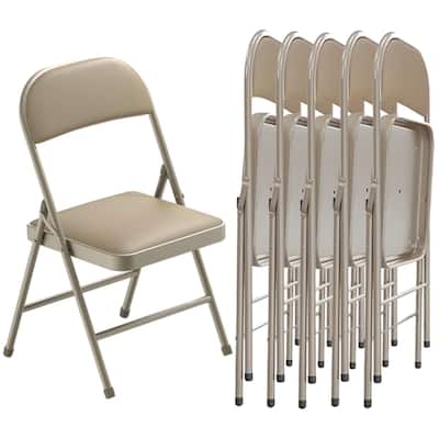 SUGIFT Outdoor/Indoor Vinyl Padded Folding Dining Chair (Set of 6)