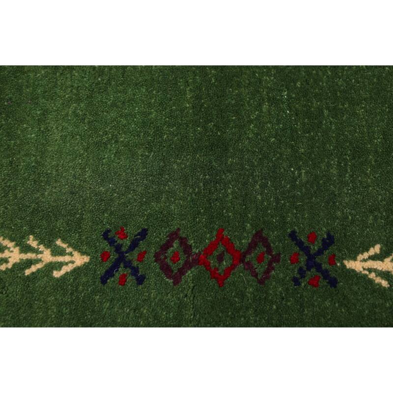 ECARPETGALLERY Hand Loomed Kashkuli Gabbeh Green Wool Rug - 4'11 x 7'9