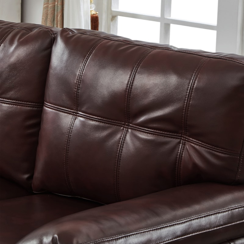 59" Loveseat Modern Design Faux Leather Couch,Storage,Big Armrest Sofa,Upholstered Breathable PU Leather Sofa