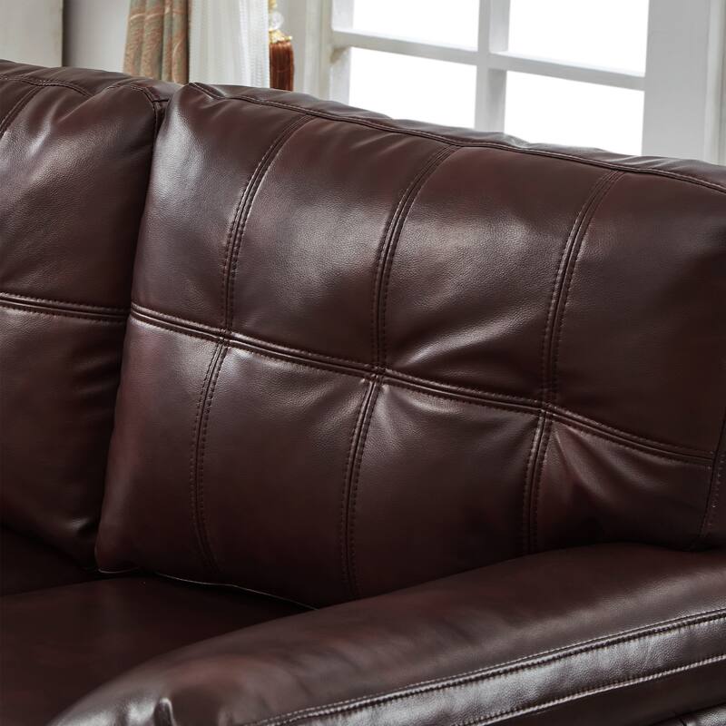 79" Three Seater Sofa Modern Design Faux Leather Couch,Storage,Big Armrest Sofa,Upholstered Breathable PU Leather Sofa