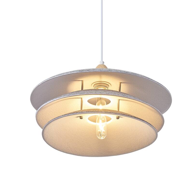 1-Light 19"Flannelette Three-Layer Pendant Light, Bulb Not Included