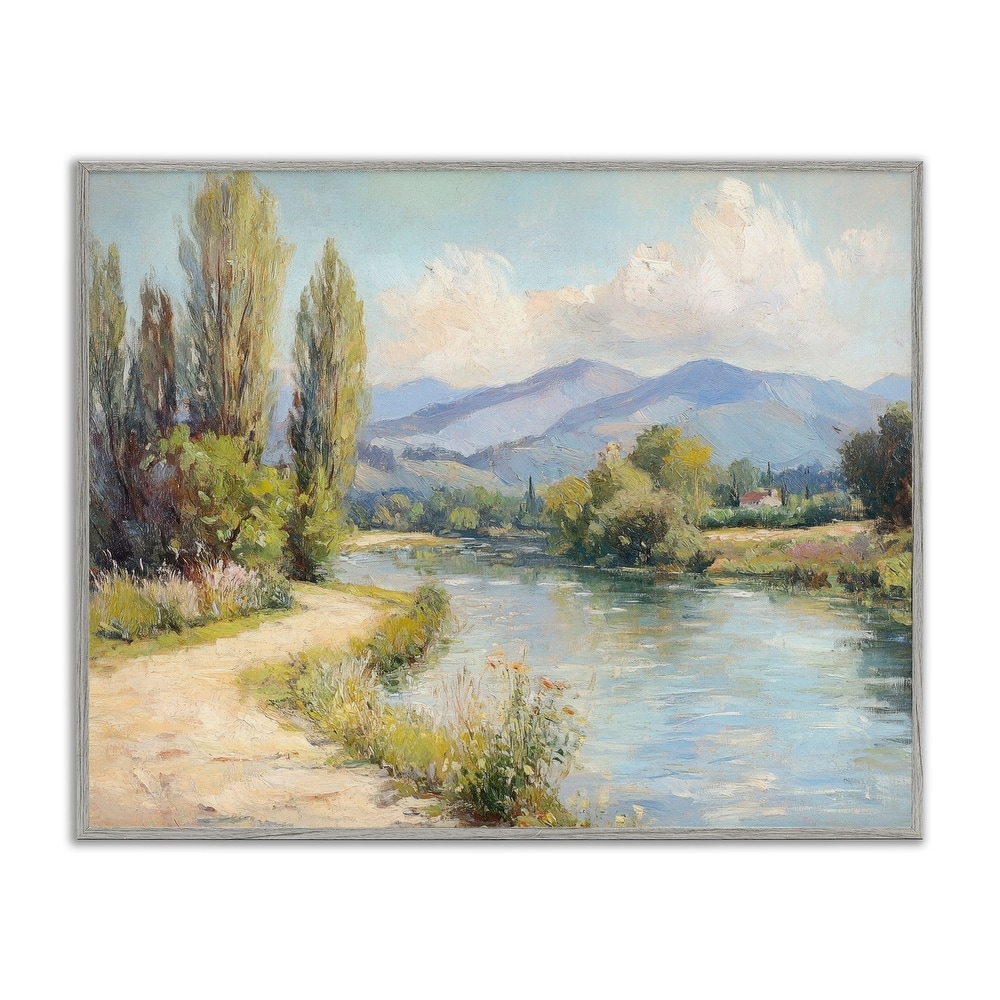 Stupell Along The Mountain River Framed Giclee Art Design By Petal Prints Design