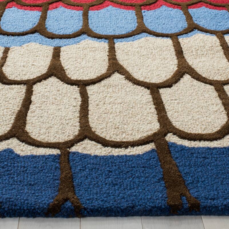 SAFAVIEH Handmade Children's Doodle Pieta Blue/ Beige New Zealand Wool