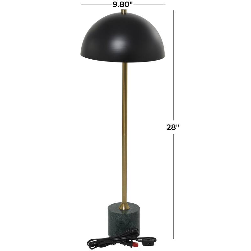 Metal Umbrella Style Room Desk Lamp with Marble Base - Black - Roche River Decor