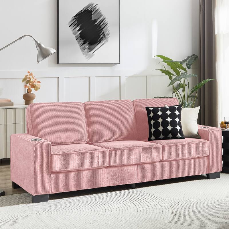Modular Sectional Sofa, 102 Inch L Shaped Couch Set, 3-Seater Comfy Cloud Couches with Movable Ottoman, DIY Combination