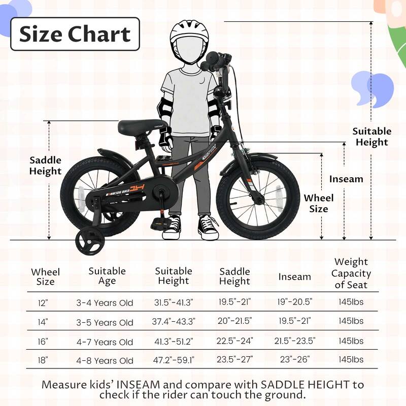 Costway 14" Kids Bike with Removable Training Wheels Adjustable Seat & - See Details