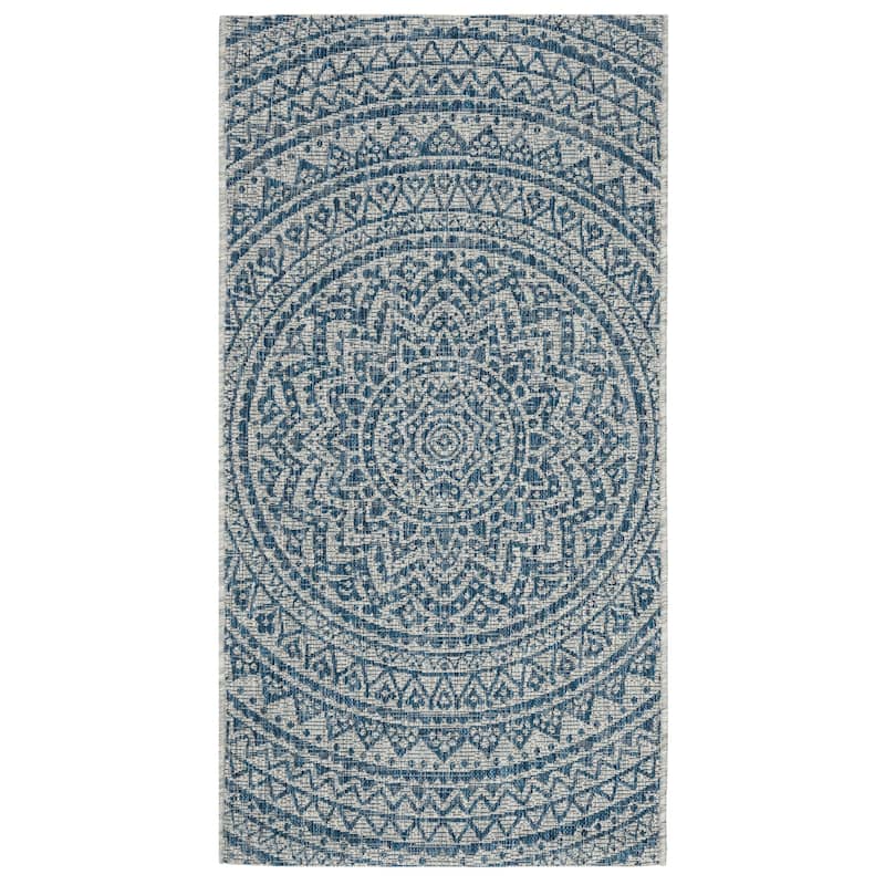 SAFAVIEH Courtyard Fran Mandala Indoor/ Outdoor Waterproof Patio Backyard Rug