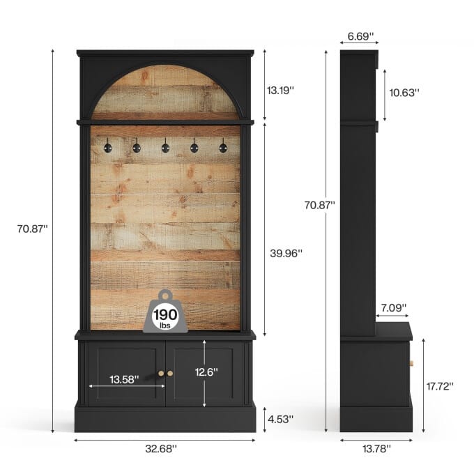 4-In-1 Hall Tree With Shoe Bench and Coat Rack for Entryway, Bedroom