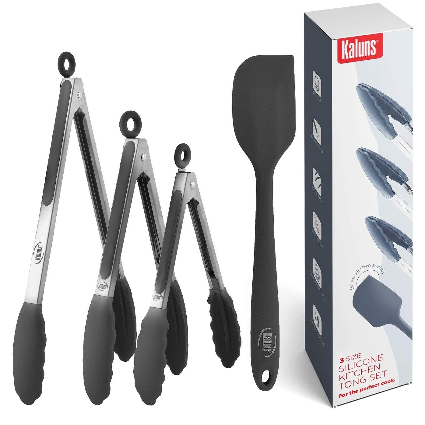 2-Piece Kitchen Tong Set, 9/12, Grey, Sold by at Home