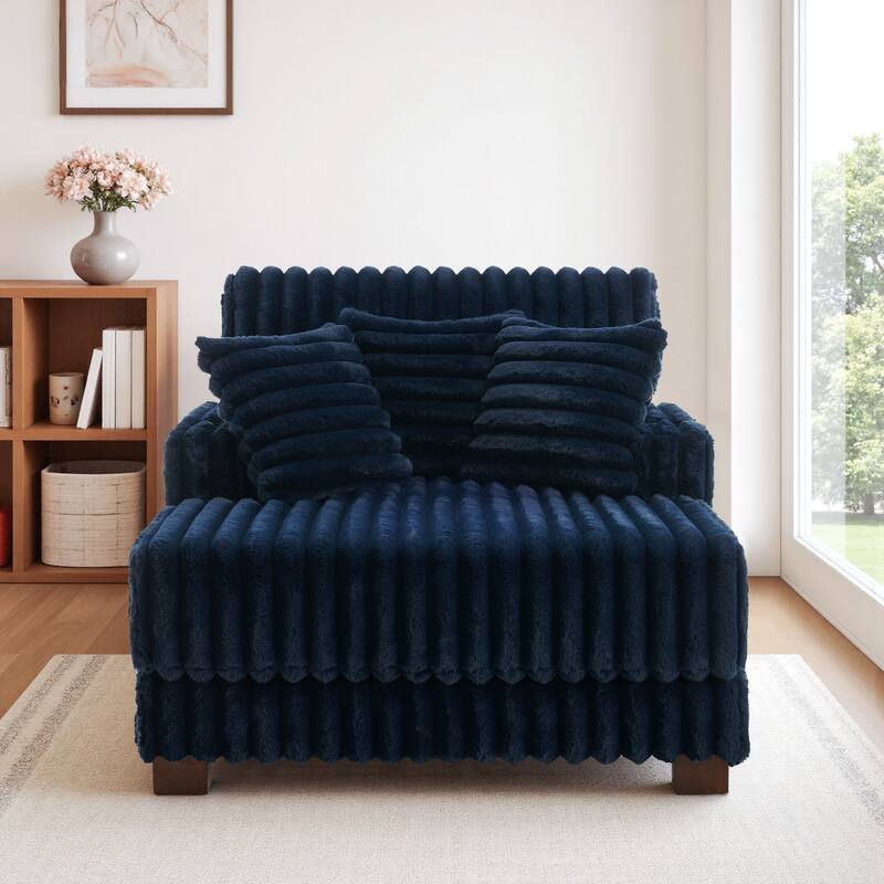 42"W Upholstered Chaise Lounge Sofa Bed with Pillow and Cup Holder