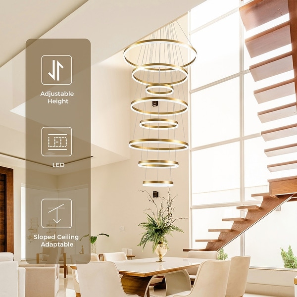 Modern 8 Ring Led Chandelier Foyer Chandeliers Large Chandeliers for High Ceilings On Sale Bed Bath Beyond 39946156