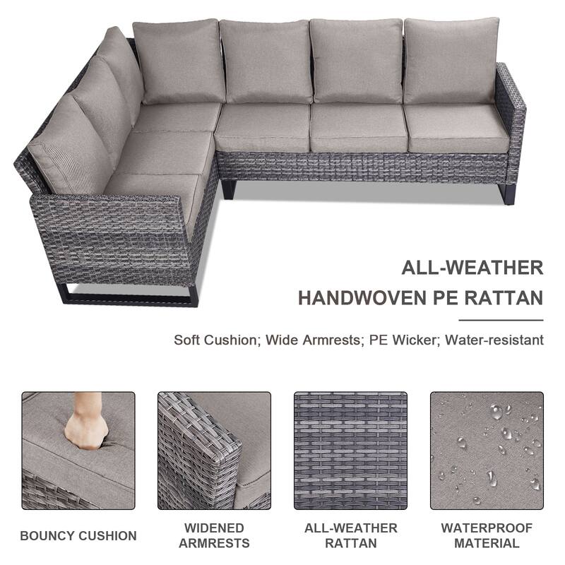Gymojoy Sectional Sofa High Back Patio Sofa