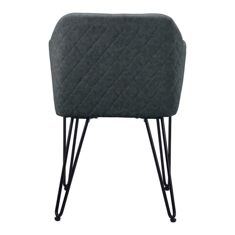 Set of 2 Grey and Black Faux Leather Dining Arm Chairs - 22.4” x 23.2”x 31.9”