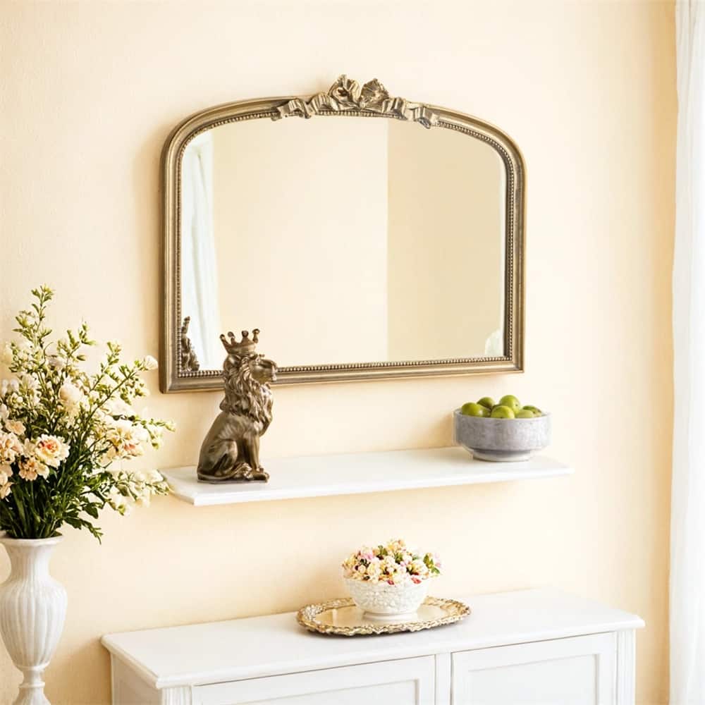 40.2" x 29.9" Baroque Style Gold Arch Mirror