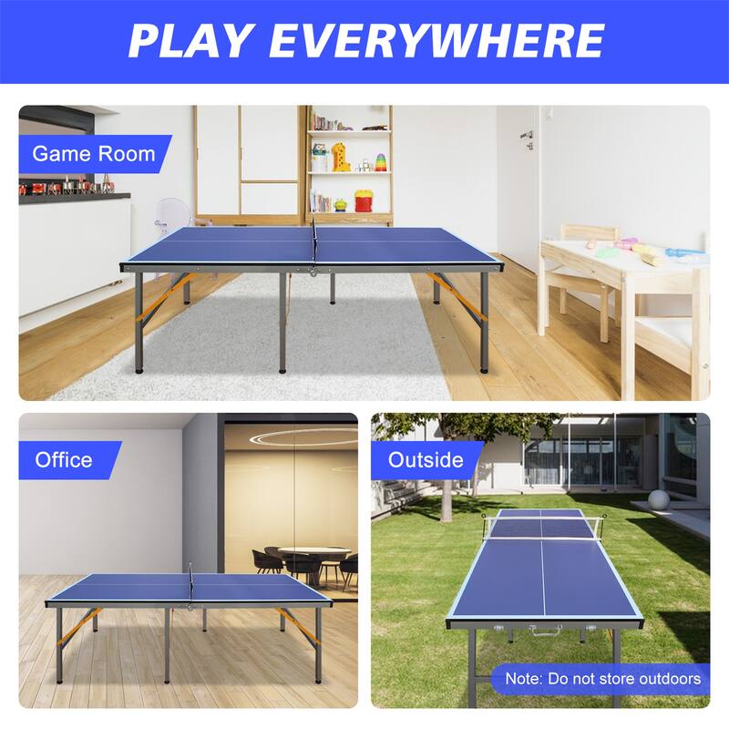 5ft Mid-Size Table Tennis Table Foldable,Portable Ping Pong Table Set