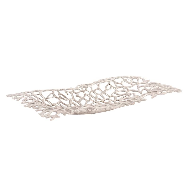 Allan Andrews Silver Aluminum Branch Tray - 20.1/2"w x 11.1/4"d x 2.1/2"h