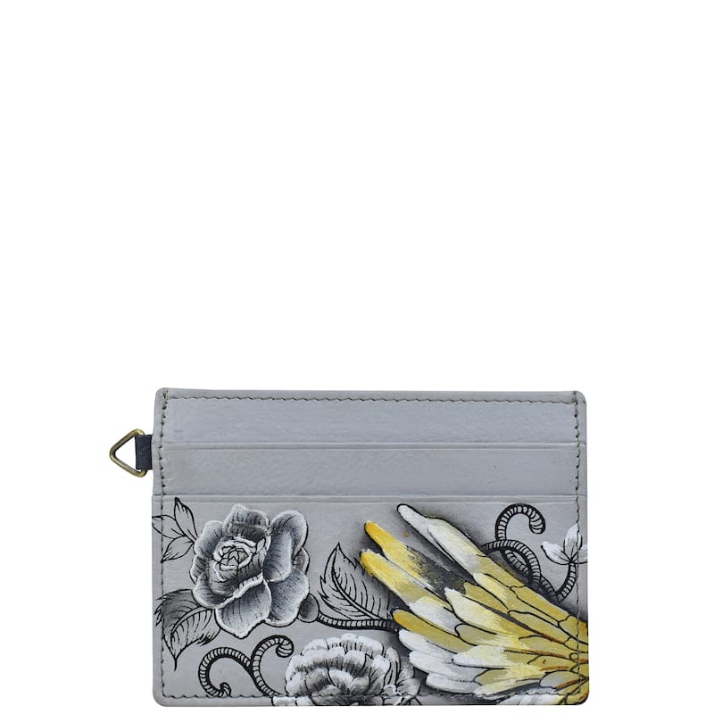 Handpainted Leather Ladies Credit card Case - Guardian Angel