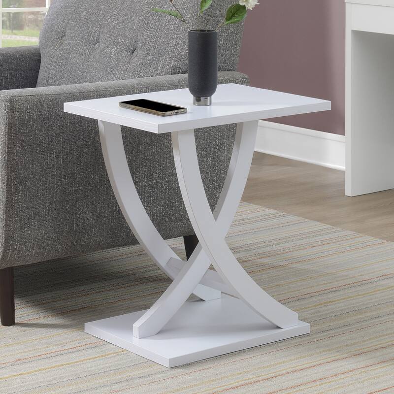 Convenience Concepts Newport Criss-Cross Chairside End Table - White
