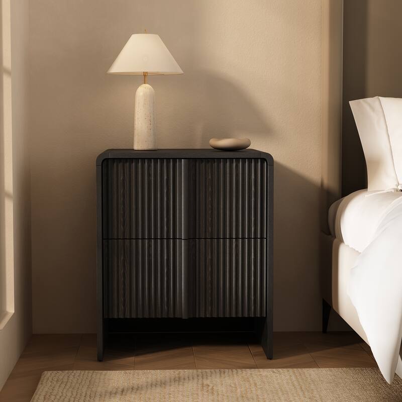 Novara 22 In 2 Drawer Bedroom Nightstand - Black