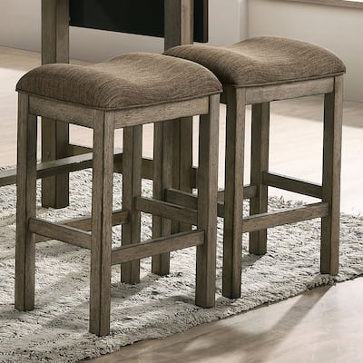 Tozos Farmhouse Chestnut Padded Counter Height Stool (Set of 2) by Furniture of America