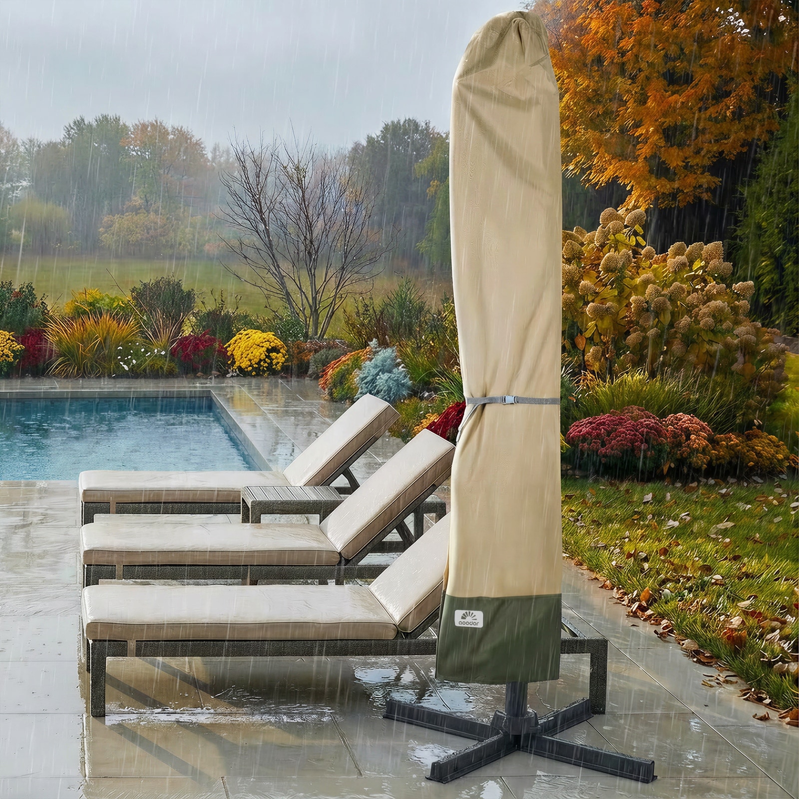 10 ft patio umbrella cover Canopy 10ft 8-Rib crafted for outdoor living ITOPFOX Solar Patio Umbrella Cover