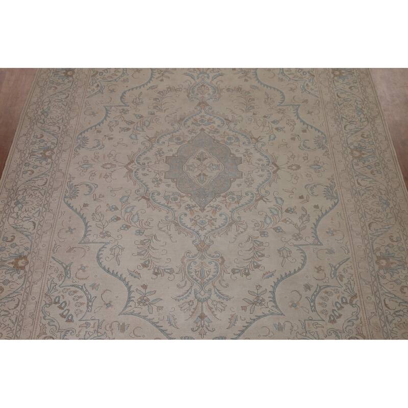 Hand-knotted Floral Distressed Tabriz Persian Rug Oriental Wool Carpet - 9'8" x 12'2"