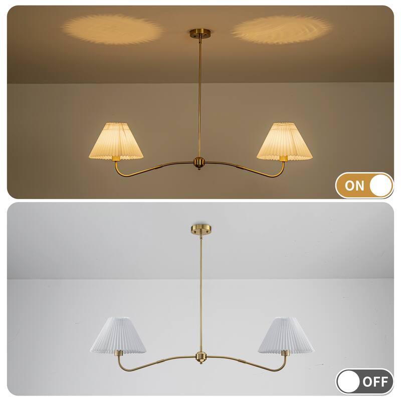 2-Light Linear Pleated Fabric Pendant Light